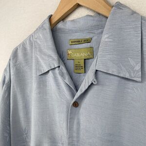 CABANA Shirt Mens XL Washable Silk Tropical Jacquard Button Down Camp Blue